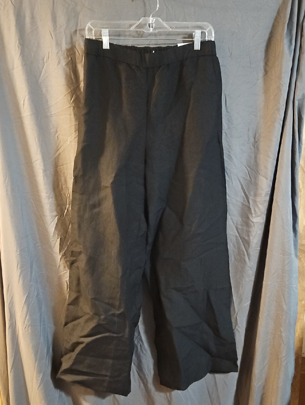 ANN TAYLOR HIGH RISE, WIDE LEG, FULL LENGTH LINEN BLEND PANT: BLACK: NWT: S
